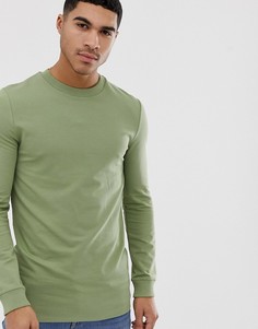 Удлиненный обтягивающий свитшот цвета хаки ASOS DESIGN - Зеленый