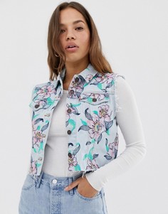 Укороченный джинсовый жилет с цветочным принтом Levis - Синий