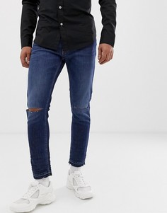 Черные джинсы скинни с прорехами и логотипом Love Moschino - Синий