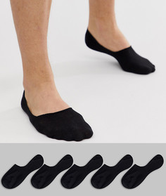 Набор из 5 пар черных носков-невидимок New Look - Черный
