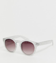Круглые солнцезащитные очки в прозрачной оправе с серебристыми блестками Monki - Очистить
