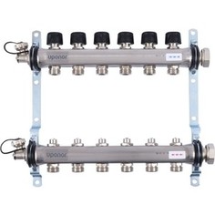 Коллекторная группа UPONOR SMART S с клапанами стальной 1х3/4 евроконус на 6 выходов (1088049)