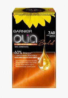 Краска для волос Garnier "Olia", стойкая, без аммиака, оттенок 7.40, Искрящийся медный