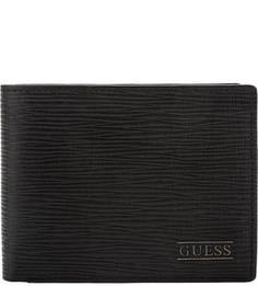 Портмоне черного цвета из рельефной кожи Guess