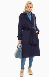 Синее пальто с поясом Liu Jo