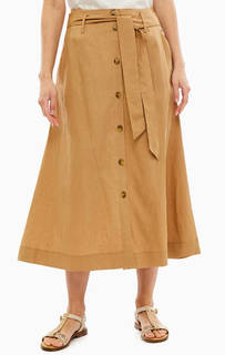 Расклешенная бежевая юбка с добавлением льна B.Young