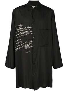 Yohji Yamamoto рубашка в стиле оверсайз с принтом