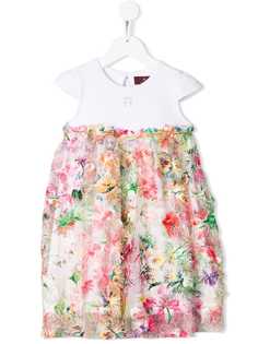 Aigner Kids сетчатое платье с цветочным принтом