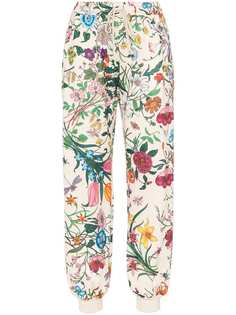 Gucci спортивные брюки средней посадки с цветочным принтом