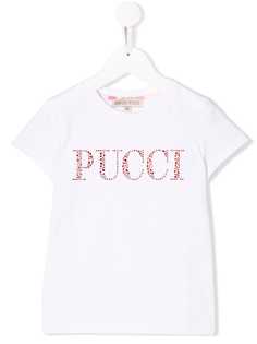 Emilio Pucci Junior футболка с логотипом и пайетками