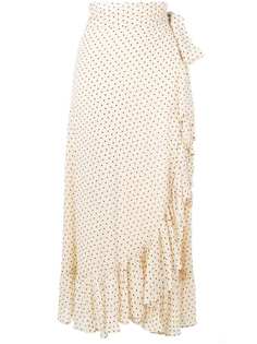 Ganni юбка в горох с драпировкой