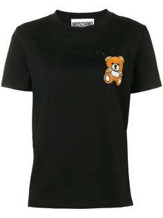 Moschino футболка с вышивкой Teddy Bear и логотипом