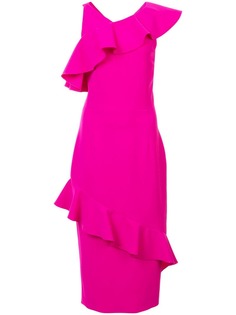 Christian Siriano платье миди с оборками