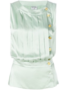 Chanel Vintage блузка с пуговицами и складками