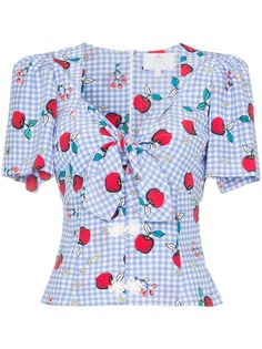 Rebecca De Ravenel apple print tie detail blouse