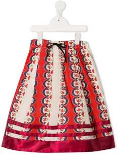 Denim Dungaree расклешенная юбка с цветочным принтом