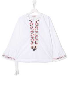 Alberta Ferretti Kids блузка с геометричной вышивкой