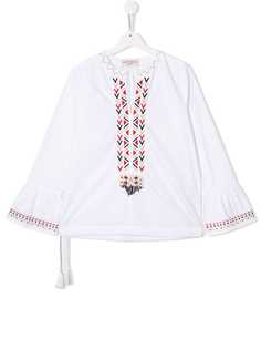 Alberta Ferretti Kids блузка с геометричной вышивкой