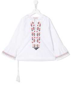 Alberta Ferretti Kids блузка с геометричной вышивкой