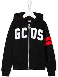 Gcds Kids TEEN logo zipped hoodie