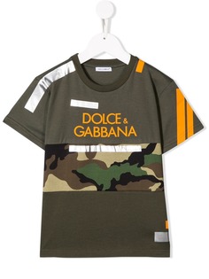 Dolce & Gabbana Kids футболка в технике пэчворк с логотипом
