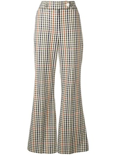 A.W.A.K.E. Mode gingham checked flared trousers