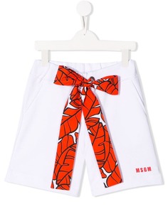 Msgm Kids спортивные шорты с бантом