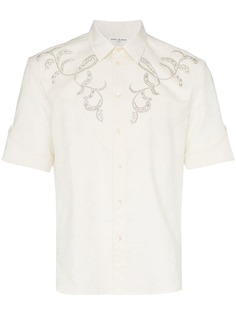 Saint Laurent рубашка с вышивкой и короткими рукавами