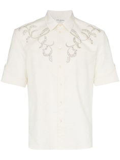 Saint Laurent рубашка с вышивкой и короткими рукавами