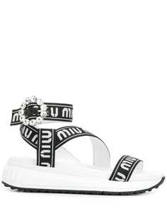 Miu Miu logo flat sandals