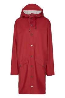 Красная удлиненная куртка Rains