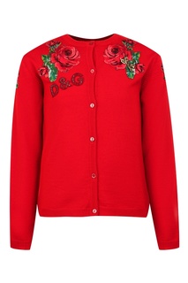 Красный кардиган с розами Dolce&Gabbana Children