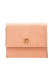 Компактный бежевый кошелек с монограммой Coach