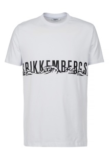 Белая футболка с комбинированным принтом Dirk Bikkembergs