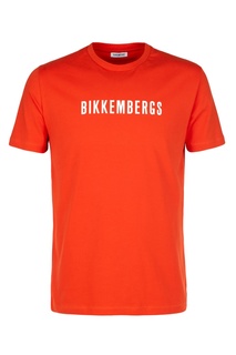 Оранжевая футболка с принтом Dirk Bikkembergs