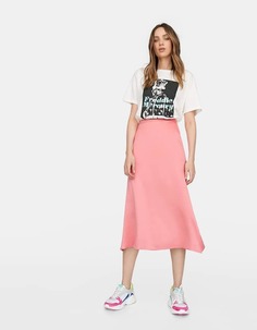 Юбка миди из сатина Stradivarius