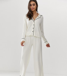 Пижама с брюками и окантовкой ASOS DESIGN - Белый