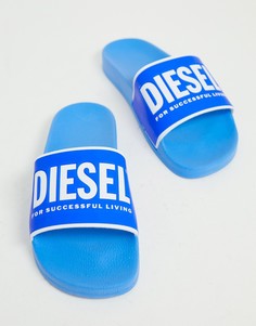 Синие шлепанцы с логотипом Diesel - Синий