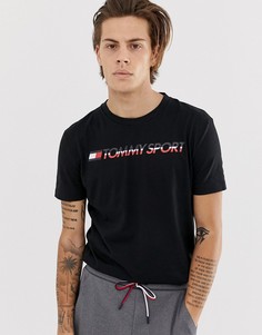 Черная футболка из двойного жаккардового материала Tommy Sport - Черный