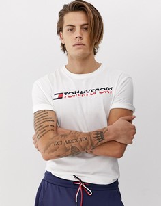 Белая футболка из двойного жаккардового материала Tommy Sport - Белый