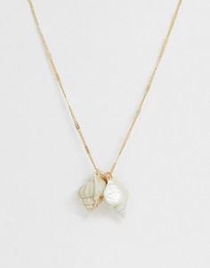 Золотистое ожерелье с искусственными ракушками и речным жемчугом ASOS DESIGN - Золотой