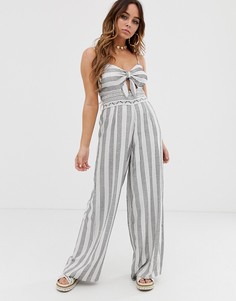 Комбинезон в полоску с поясом River Island - Кремовый