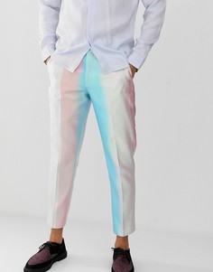 Белые строгие укороченные брюки узкого кроя с переливающейся отделкой ASOS EDITION - Белый
