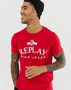 Красная футболка с круглым вырезом Replay Blue Jeans - Красный