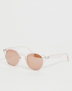 Круглые прозрачные солнцезащитные очки с розовыми стеклами New Look - Золотой