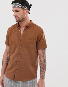 Светло-коричневая льняная рубашка River Island - Кремовый