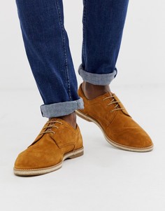 Светло-коричневые замшевые туфли на шнуровке Base London Kinch - Бежевый