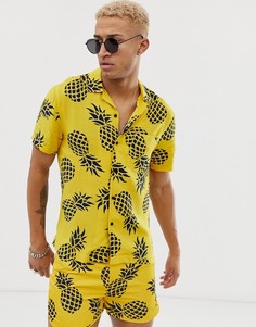 Рубашка с отложным воротником и принтом ананасов Religion - Желтый
