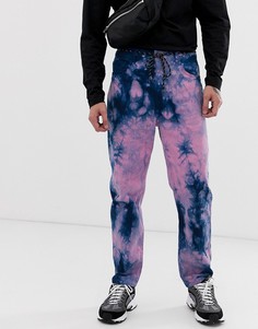 Розовые прямые джинсы с принтом тай-дай COLLUSION x005 - Мульти