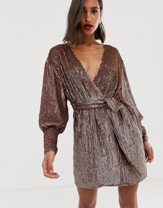 Платье мини с пайетками и запахом ASOS EDITION - Розовый